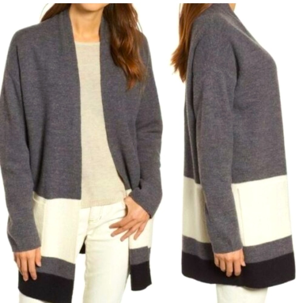 Eileen Fisher Gray and Cream Cardigan